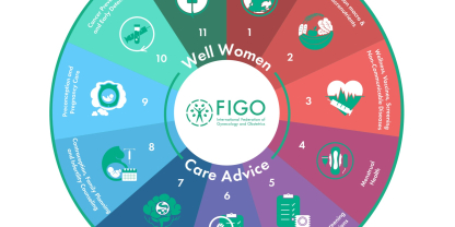 Rueda de consejos FIGO para el cuidado de la mujer sana