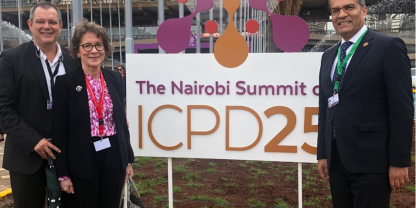 Carlos Fuchtner, Lesley Regan and Faysal El kak at the 2019 Nairobi Summit