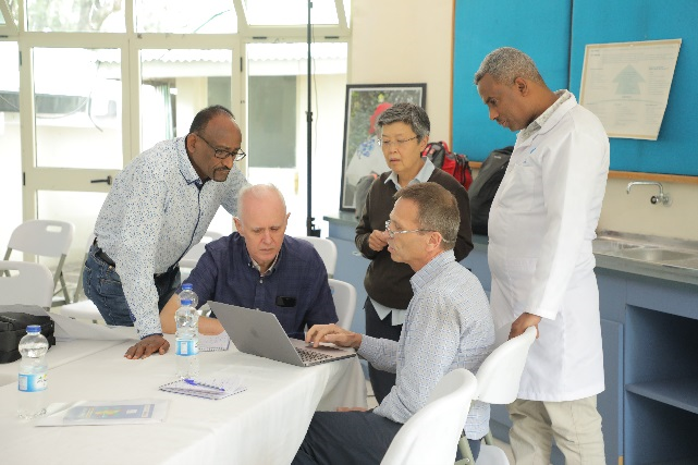 High level group discussion on 1 of 3 pilot studies to address urinary incontinence post VVF repair (in picture left to right; Drs Biniam Sirak, Michael Breen, Judith Goh, Larry Sirls and Melaku Abreha)  